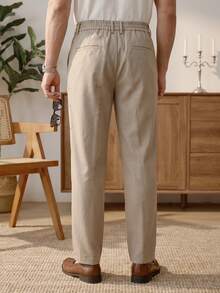 glestore Men's Retro Casual Style Linen Straight-Leg Pants: Comfortable And Casual, Versatile For Any Occasion, And Perfect For All Seasons - Khaki - View 2