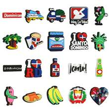 20Pcs Dominican Series DIY Charms For Shoe Key Chain Sandals Beach Bags, PVC Shoe Decorations Accessories Charms Great Gifts For Christmas, Birthday - Multicolor - View 1