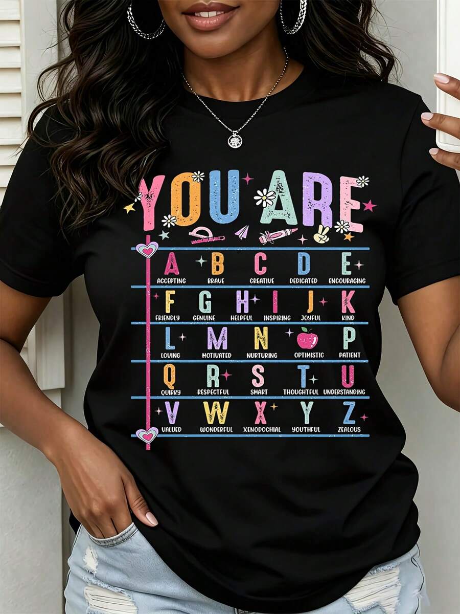 You Are A B C D E F G H I J K L M N O P Q R S T U V W X Y Z, Alphabetical Positive Traits, Insp - 黑色 - 查看 1