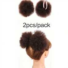 4 Inch Pink Ponytail Hair Extension, Afro Curly Synthetic Hair, 1 Pair - 彩色 - 查看 15