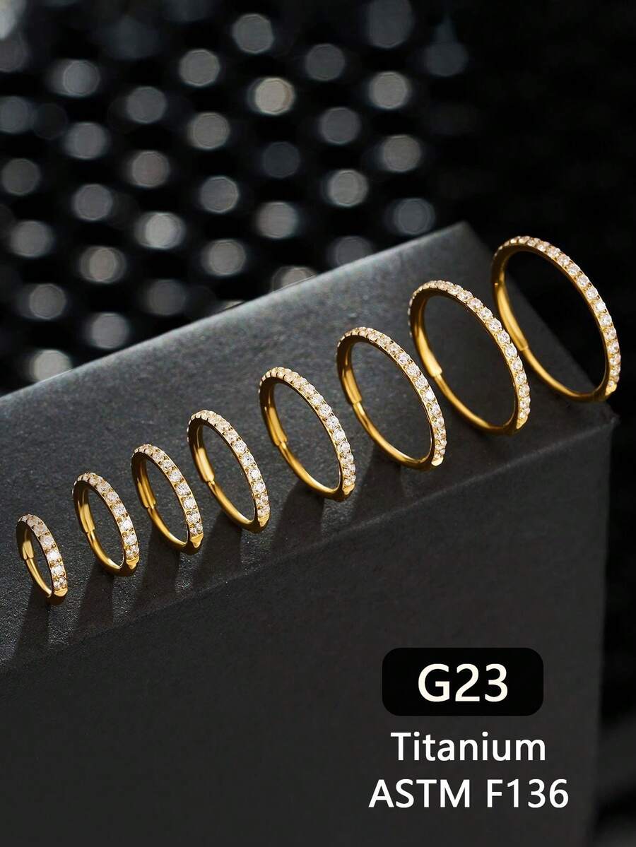5件/1件 16G/18G/20G 植入級鈦合金開合耳環 - 耳軟骨環、鼻環、鼻中隔環、無縫耳環、迷你耳環 (5-12mm)、鼻環、唇環，中性風格，適合日常穿戴、派對、度假、游泳、曬日光浴、酒吧、舞會、聚會、齋月、情人節、萬聖節、聖誕節、母親節、返校、畢業。送給女友/男友/母親/父親/生日的理想禮物 - 金色 - 查看 1