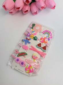 14pcs/Set Rainbow Color Plastic Hair Clips, Portable, Suitable For Commuting, School, Travel, Daily Hairstyles, Girls Hair Clips - Cartoon Hair Clip - View 10
