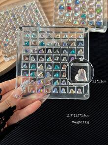 1Pc Multi-Compartment Anti-Oxidation Nail Art Accessory Glitter Storage Box 36/64/100 Compartments Organizer Empty Box Transparent Acrylic Nail Rhinestone Storage Box - Clear - View 8