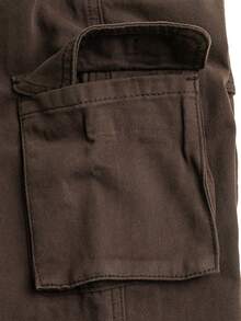 Baby Jungen 6m-3 Jahre und Unisex Vintage Weite Beine Kaffee Cargo Jeans, Ganzjährig, Modischer Stil, Vielseitig, Halbelastische Taille, Ohne Reißverschluss, Lockerer Schnitt, Waschverfahren, Workwear Denim Hose - Kaffeebraun - Übersicht 8