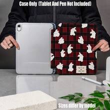 Plaid Rabbit Pattern Y-Fold High Transparency Acrylic Tablet Protective Case With Pen Slot. Y-Fold High Transparency Acrylic Protective Case. Tablet Protective Case Features: Y-Type Tri-Fold Stand Design, Smart Sleep/Wake, Full Coverage Protection, Air Cushion Shockproof Frame, Multi-Angle Stand, Built-In Pen Slot, Lightweight And Portable. - Multicolor - View 8
