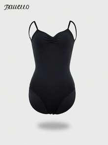 balletto Adjustable Strap Gymnastics Leotard Camisole, Backless Design For Art Students, Adult Women's Spaghetti Strap High-Cut Body Suit Sports Black Fall - Black - View 12
