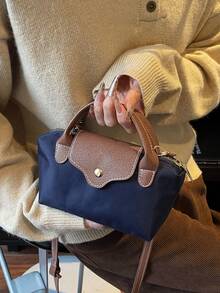 New Mini Patchwork Contrast Color Shoulder Bag, Personalized Casual Minimalist Crossbody Bag, Compact Exquisite Textured Handbag - Blue - View 5