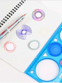 Régua Mágica Criativa Espirógrafo Desenhos Incríveis e Divertidos - Azul - Visão 6