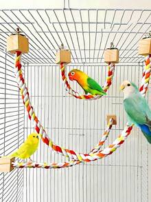 1pc Parrot Rope Knot Climbing Stand Soft Comfortable Bird Perch Toy, Cage Accessory, Suitable For Parrot And Bird Training And Play, Long-Lasting Use, Perch Toy, Cage Stand, Easy To Clean And Maintain, Durable - View 1