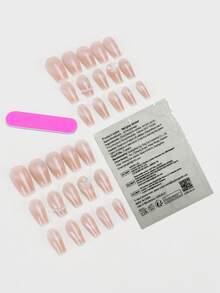 30pcs Short Ballet-Style Nail Stickers/Short Nail Decorations, Featuring Delicate 3D Butterflies And Pearls/Perfect Fitting Acrylic Fake Nails Set, Includes 1 Gel Polish And 1 Nail File, Suitable For Women's Daily Work, Study And Gatherings In Autumn/Winter. This Nail Product Is Also Suitable For Parties, Festivals And Everyday Use. - Multicolor - View 3