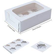 6pcs/1pc Cupcake Boxes,9.4x6.1x3.14 Inches 6 Count Cupcake Box,White Cupcake Containers With Clear Window And Six Treat Holder,Pastry And Cookie Boxes,Bakery Boxes - 6 Pills - View 7