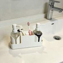 1pc Kitchen Countertop Lotion Dispenser Bottle Sponge Storage Box Bathroom Sink Organizer 3-In-1 Set - A - View 7