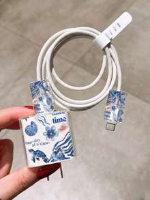 海洋生物可愛海龜圖案充電器數據線保護套，適用 Apple 20W 充電器，簡約 Apple 充電器保護殼，相容 20W 15/16 Pro Max 充電線保護套，防刮防咬，適用 13/14 Plus - 海洋時光 - 查看 3