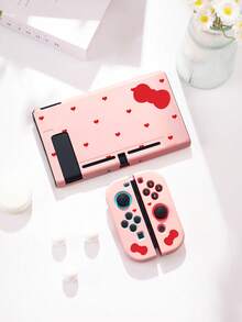 新款 Switch 2 (2025) 遊戲主機配件，1個粉色愛心單面蝴蝶結印花圖案保護殼/保護套，相容於 Switch 2/Switch NS/Switch OLED/Lite，適用於 Switch 2代/Switch 遊戲主機配件，全套，收納袋，遊戲卡盒，Switch 保護殼，給 Switch 玩家的最佳禮物 - 彩色 - 查看 13