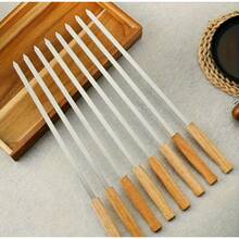 8 brochettes de barbecue en acier inoxydable avec manches en bois et sac de transport, ustensiles de cuisine multifonctionnels pour l'extérieur - défaut - Voir 9