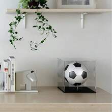 1pc Acrylic Display Box With Black Base, Dust-Proof Transparent Case For Displaying Basketball, Football, American Football, Golf Ball, Tennis Ball And Other Sports Memorabilia, With Vertical Stand, Suitable For Signed Ball Collection And Display - Black Base - View 3