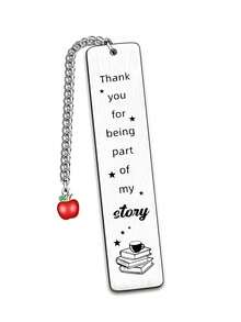 Stainless Steel Bookmark, "Thank You For Being Part Of My Story" Engraved Metal Bookmark With Book Charm Chain, Teacher Appreciation Gift - Multicolor - View 19