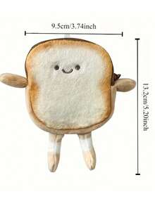 1pc Cute Toast-Shaped Coin Purse – Casual, Portable Coin Wallet & Keychain; Perfect Gift For Teachers' Day, Christmas, Birthdays, Or Halloween. - View 5