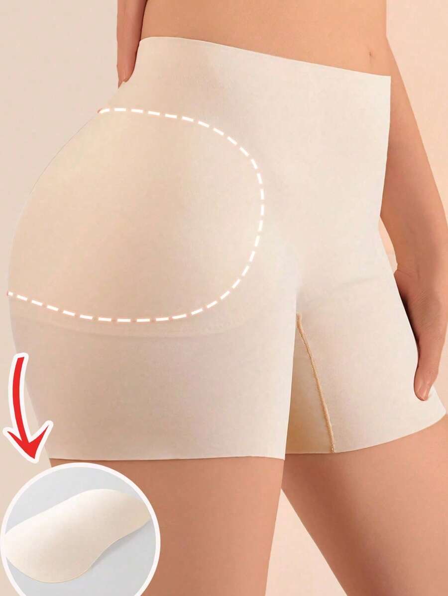 Pantalones cortos de ropa interior moldeadora sin costuras, con efecto realzador de glúteos y modelador de abdomen, de seda de hielo, para mujeres - Albaricoque - View 1
