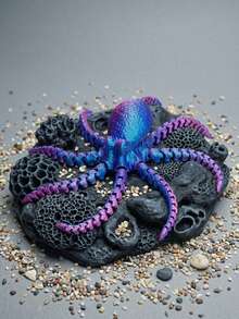 3D Flexible Octopus Figurine, Sensory Toy Suitable For Children 3+, ADHD Stress Relief, Kid-Friendly Collectible Desktop Decor, Surprise Fantasy Gift (Random Color) - Multicolor - View 2