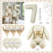 Cream White Rabbit Number Balloon Garland Set, 32 Inch Cream White Number Foil Balloon, Cute Rabbit Standing Aluminum Foil Balloon With Gold Bow, Suitable For Birthday Party Decoration, Baptism, Anniversary, Wedding, Valentine's Day Party Decoration, Christmas Decoration, Wedding Arrangement, Room Decoration. - Rabbit Set - View 17