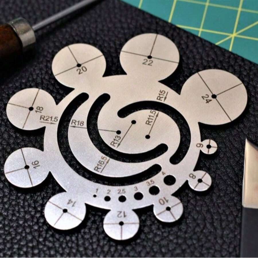 CINEYO 1pc/2pcs Stainless Steel Radius Gauge, 11-In-1 Multifunction Circle Template Ruler, Center Arc Finding Tool, Leather Processing, Model Making, Leather Edge & Circle Cutting Template Guide, Protractor, Angle Ruler - AAA - View 1