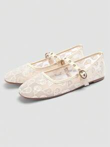 ADAMUMU New Women's Premium Fashion Comfortable Studded Flat Shoes, Reflective Shiny Metallic Rivets, Lightweight Suitable For Spring Summer Autumn Winter All Seasons, Fashionable And Comfortable For Daily And Party Wear - Apricot - View 2