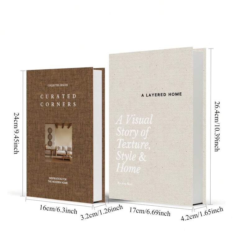 2pcs/1pc Paper Aesthetic Decorative Books, Coffee Table Book Decor - Faux Decorative Books For Decoration - Home Tabletop Decor - Nightstand Decor - Home Bookshelf Decor - Brown and White - View 5