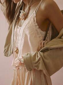 Women's Boho Lace Trim Tank Tops Summer Y2k Spaghetti Strap Sleeveless V Neck Loose Fit Camisole Embroidery Floral Shirt Beach Vacation Going Out Tops - 白色 - 查看 2