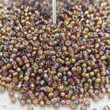 500 pezzi, 5g/confezione, perline di vetro semiseed da 2mm con tinta iridescente discreta, perline rotonde, perline a chicco di miglio, adatte per fai-da-te artigianale, realizzazione di braccialetti, anelli, regali per amici - Perline di semi GRB da 2 mm riempite d'argento, 15 colori in 18 colori - Visualizzare 13