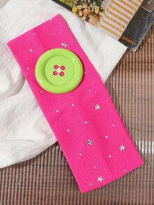 One-Piece Solid Color Soft Large Button Headband, Comfortable To Wear, Won't Scratch Hair Or Constrict The Head, Won't Damage Hair, Unique And Niche Design, Korean Sweet Style, French Retro Style, Girly Look, Perfect For Dates, Shopping, Vacations, And Travel. Summer Hair Accessories - Multicolor - View 16