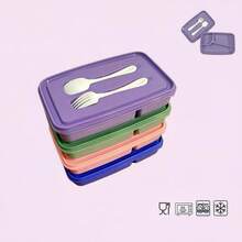 4pcs/Set Korean Style Student Compartment Plastic Lunch Box, Portable Outdoor Picnic Thermal Heating Microwave - Multicolor - View 13