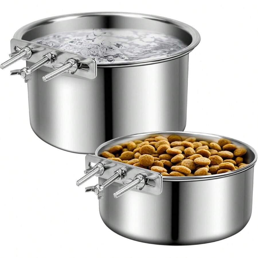 Cuencos de Alimentos y dispensadores de Agua de Acero Inoxidable shineme para Perros Grandes y medianos (.0x3.'' + 6.2x2.5'') - S (4,7 x 2,1" y 3,9 x 1,9") - Ver 1