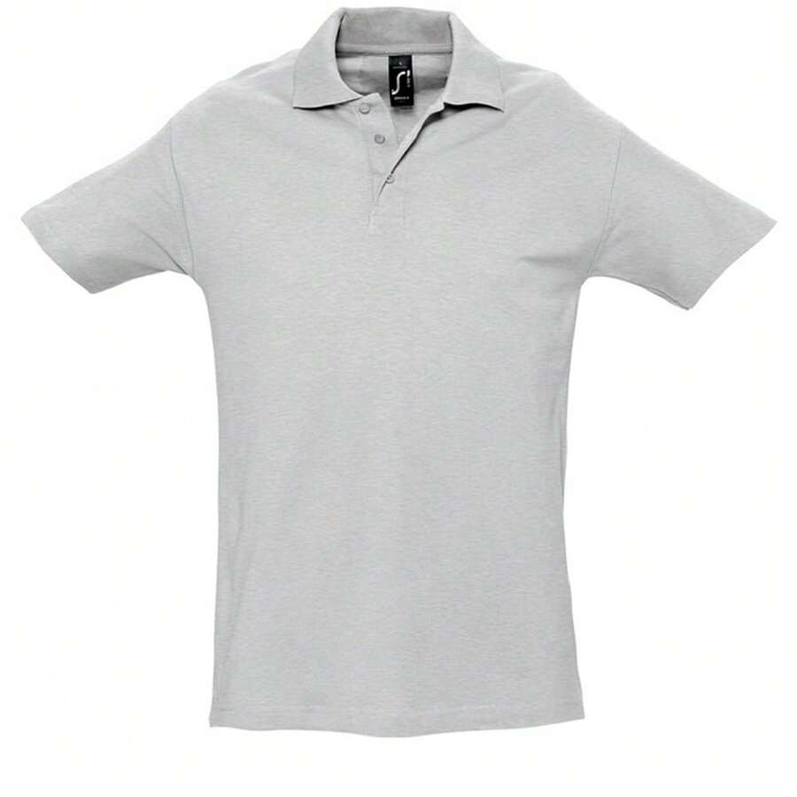 SOLS Mens Spring II Short Sleeve Heavyweight Cotton Polo Shirt - Ash - View 1