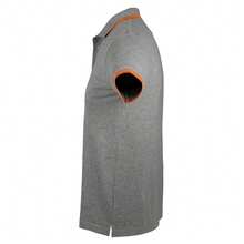 SOLS Mens Pasadena Tipped Short Sleeve Pique Polo Shirt - Grey Marl/Orange - View 3