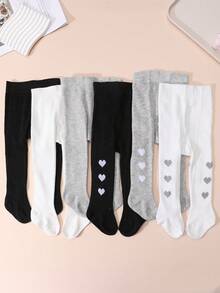 6 Pasang Celana Ketat Bayi Perempuan Warna Polos Motif Hati yang Lucu, Legging Lembut dan Nyaman, Cocok untuk Pemakaian Sehari-hari Anak Perempuan - MultiWarna - View 7