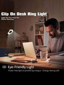 1pc Portable Reading Book Light With Clip, Adjustable Arm, USB Powered, Night Reading Light, Book Light, Suitable For Indoor/Outdoor Travel Lighting, Room Decoration, Books, School, Reading, Gift For Book Lovers, Living Room Lighting - Circular Table Lamp - View 11