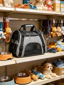 1/2pcs Soft Foldable Pet Carrier For Cats And Small Dogs - Breathable, Scratch-Resistant, Easy To Clean, Lightweight And Portable, With Detachable Shoulder Strap, Suitable For Car/Travel/Airplane/Home Use - Grey - View 11