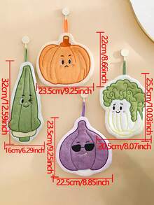 1pc/4pcs Vegetable Hand Towel, Hanging Kitchen & Bathroom Decorative Towel, Absorbent, Easy To Clean, Multi-Purpose Personalized Towel - Multicolor - View 5
