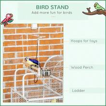 PawHut 55" Large Parrot Cage With Toy Hooks Above Top Bird Perch, Tray, Food Cups, Rolling Stand, Bird Cage For Cockatiels, Parakeets, Lovebirds-XY865865 - Default - View 5
