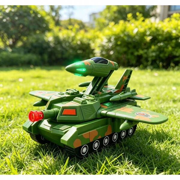 Hot-Selling Electric Transforming Tank & Airplane Toy For Kids, Dual-Mode Tank-Airplane Conversion, High-Brightness Flashing Lights With Realistic Military Sound Effects, Suitable For Indoor And Outdoor All-Scenario Play, Top Gift Choice For Boys And Girls Aged 3+ For Christmas, Children's Day And New Year