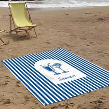 1pc Blue Line Wine Glass Patterned Beach Mat, Extra-Large Beach Mat, Lightweight And Durable. Ideal For Travel, Camping, And Picnics. Extra-Large Size For Adults. Highly Suitable For Beaches And Outdoor Adventures - Multicolor - View 9