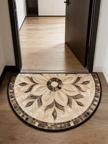 1pc 2D Creative Elegant Floral Pattern Semi-Circular Welcome Mat, Suitable For Decorating Living Room, Kitchen, Bedroom, Patio And Cafe Entrance, Fashionable Durable And Easy To Clean Home Decor Carpet - B - View 9