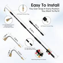 Pressure Washer Extension Wand - 9 Pack Gutter Cleaning Tools Extension Wand, Power Washer Replacement Lance With 5 Nozzle Tips, 1/4" Quick Connect, 4000PSI - A - View 3