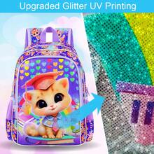 3Pcs Kids Cute Graduation Koala Print School Bag Combo, With Insulated Lunch Box, Pencil Pouch & Pom Pom For Girls Elementary - Purple - View 9