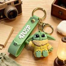 MINISO Star Wars Grogu 可愛姿勢鑰匙圈 情緒支持角色矽膠吊飾 包包掛飾 背包手提包與鑰匙裝飾配件 唯美裝飾 - 綠色的 - 查看 4