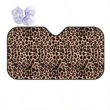 1 pieza Parasol para parabrisas delantero de coche con estampado de leopardo elegante, decoración de vehículo, visera solar, reflector UV, protector solar para mantener el vehículo fresco - A - Ver 5