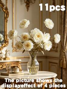 1/6/12 piezas Flores de peonía artificial de seda con tallos largos, adecuadas para boda, decoración de celebraciones, arreglo floral DIY, decoración del hogar en sala de estar, dormitorio, comedor, útiles escolares - Blanco - Ver 11
