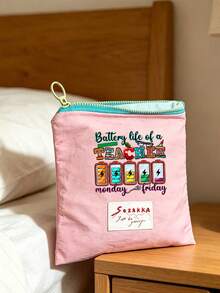 Teacher Appreciation Gift, Large Capacity Portable Makeup Bag, Printed With "Teacher" Text, Makeup Bag, Lining, Perfect For Educators And School Staff, Teacher Thank You Gift, Fashionable Casual Accessory For Travel, Vacation, Daily Commute, Teacher's Day, Portable Storage Bag, Makeup Organizer Bag, Coin Purse, Back To School, Commute, Home Essential. - Multicolor - View 13