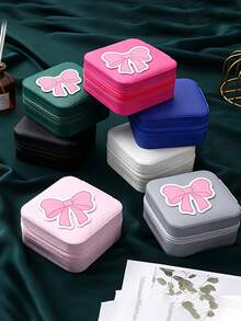 Jewelry Travel Organizer Box, DIY Bow Jewelry Box, Large Capacity Jewelry Organizer Box, Jewelry Storage Box, Multifunctional Jewelry Display Box, Jewelry Collection And Storage, Compact Jewelry Box, Earring, Necklace, Ring Storage - Multicolor - View 4